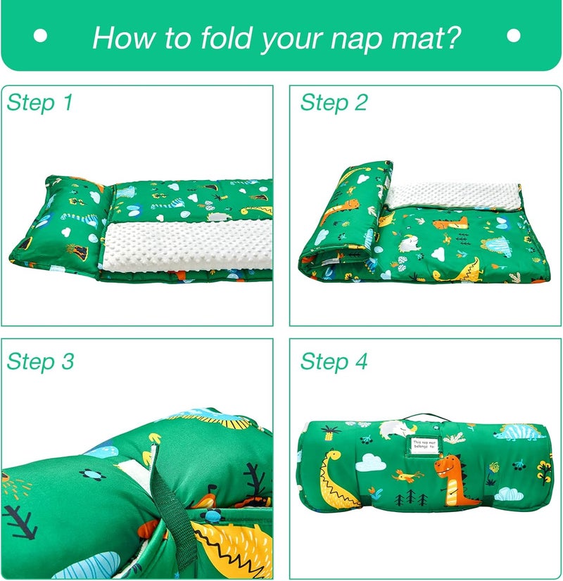 beeweed Toddler Nap Mat, Rollup Design Kid Sleeping Mat with Removable Pillow & Minky Blanket, Toddler Sleeping Bag for Daycare Preschool Travel Camping - Image 5